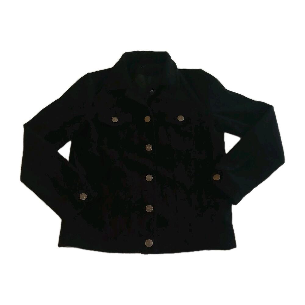 Nasty Gal Corduroy Jacket Womens M Black Button Front Casual Fall Coat Blazer